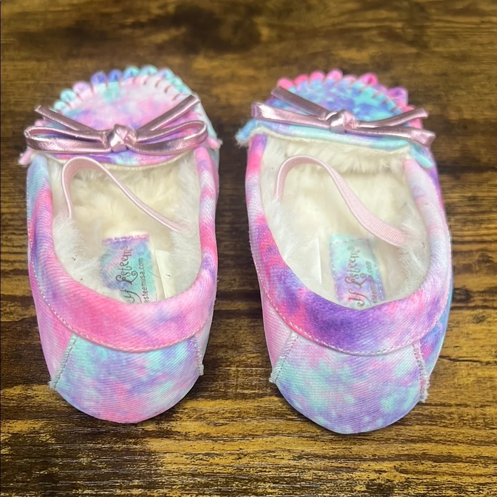 Self Esteem Pastel Tie-Dye Baby Moccasins with Bow